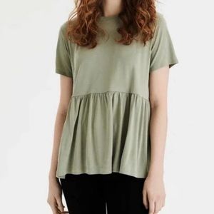 American Eagle Peplum Babydoll Green Top